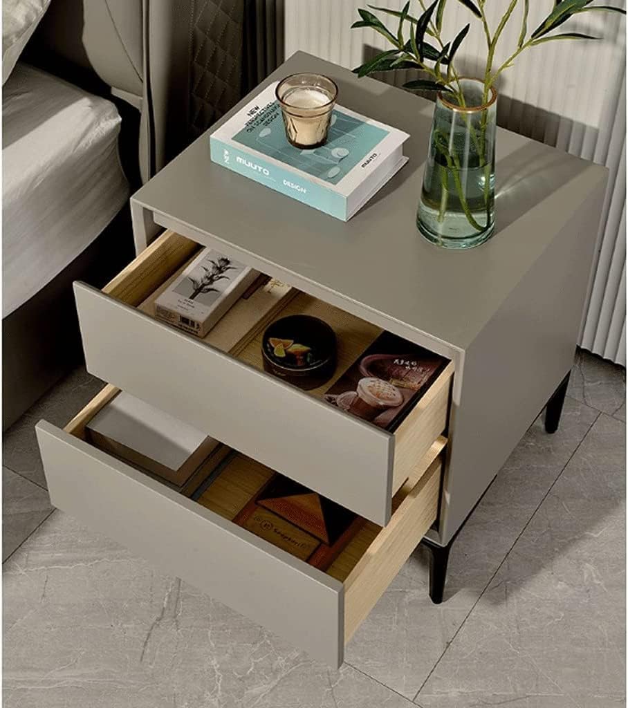 サイドテーブルナイトスタンド　２つの引出し収納付き Amazon.co.jp: 収納引き出し2つ付き木製ナイトスタンド、寝室用